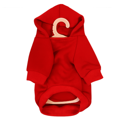 Suéter clásico para perro color rojo con capucha, ropa de Peluchín Store.